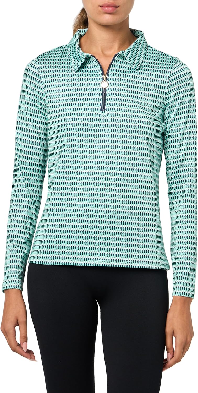 Stella Parker Womens Long Sleeve 1/4 Zip Polo – UPF 50+, Performance Stretch, Moisture Wicking, Quick Dry