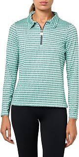 Women's Long Sleeve Quarter Zip Tennis-Golf Polo Top-UPF+, Quick Dry, Moisture Wicking