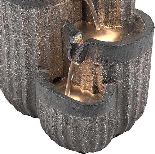 Miniatura 3 de Alpine Corporation Decoración de fuente de mesa en cascada de 14 pulgadas de alto con luces LED, gris