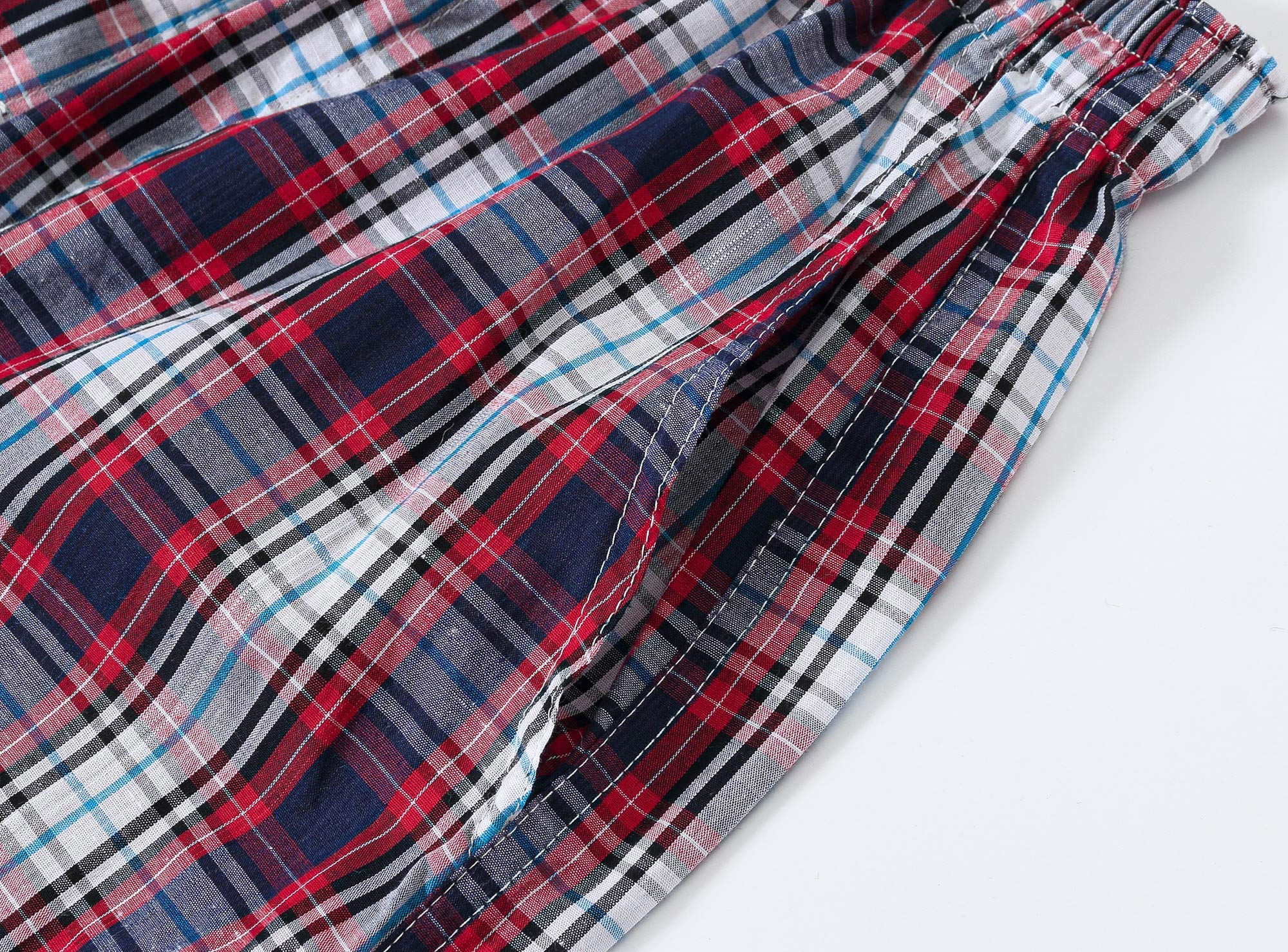 MoFiz Hombre Pantalón Corto de Pijama Casual Shorts a Cuadros de Algodón con Bolsillos