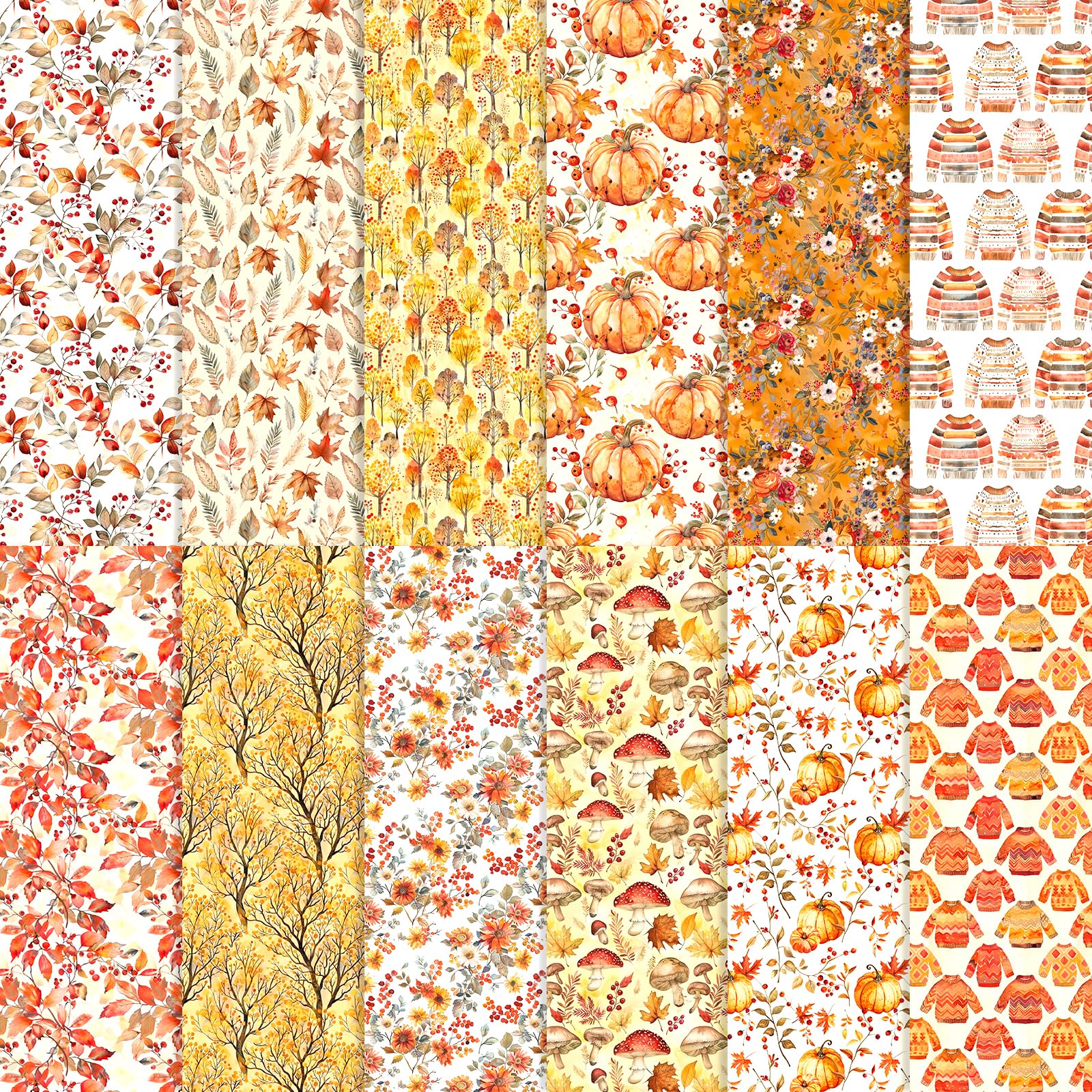 24 arkusze jesiennych liści papieru do scrapbookingu, leśne tło, pakiet dyń, dekoracyjny papier rzemieślniczy, składany, na jesień, do tworzenia kartek na Święto Dziękczynienia, dekoracja albumu