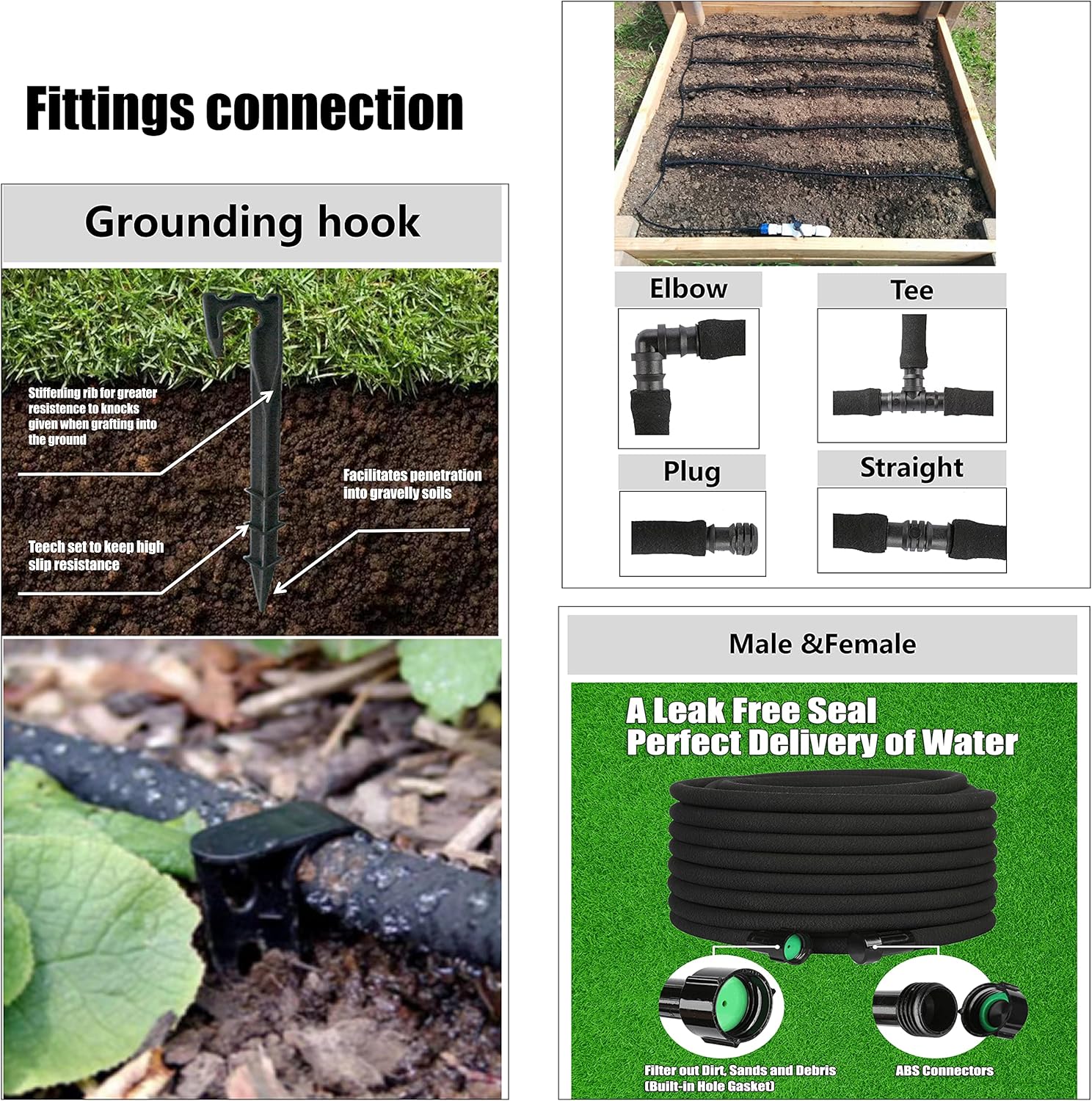 AEACUS Soaker Hose 1/2 inch x 50FT,Garden Hose With Fittings,Heavy Duty Soaker Hose-Saves 70% Water For Lawn(50FT).