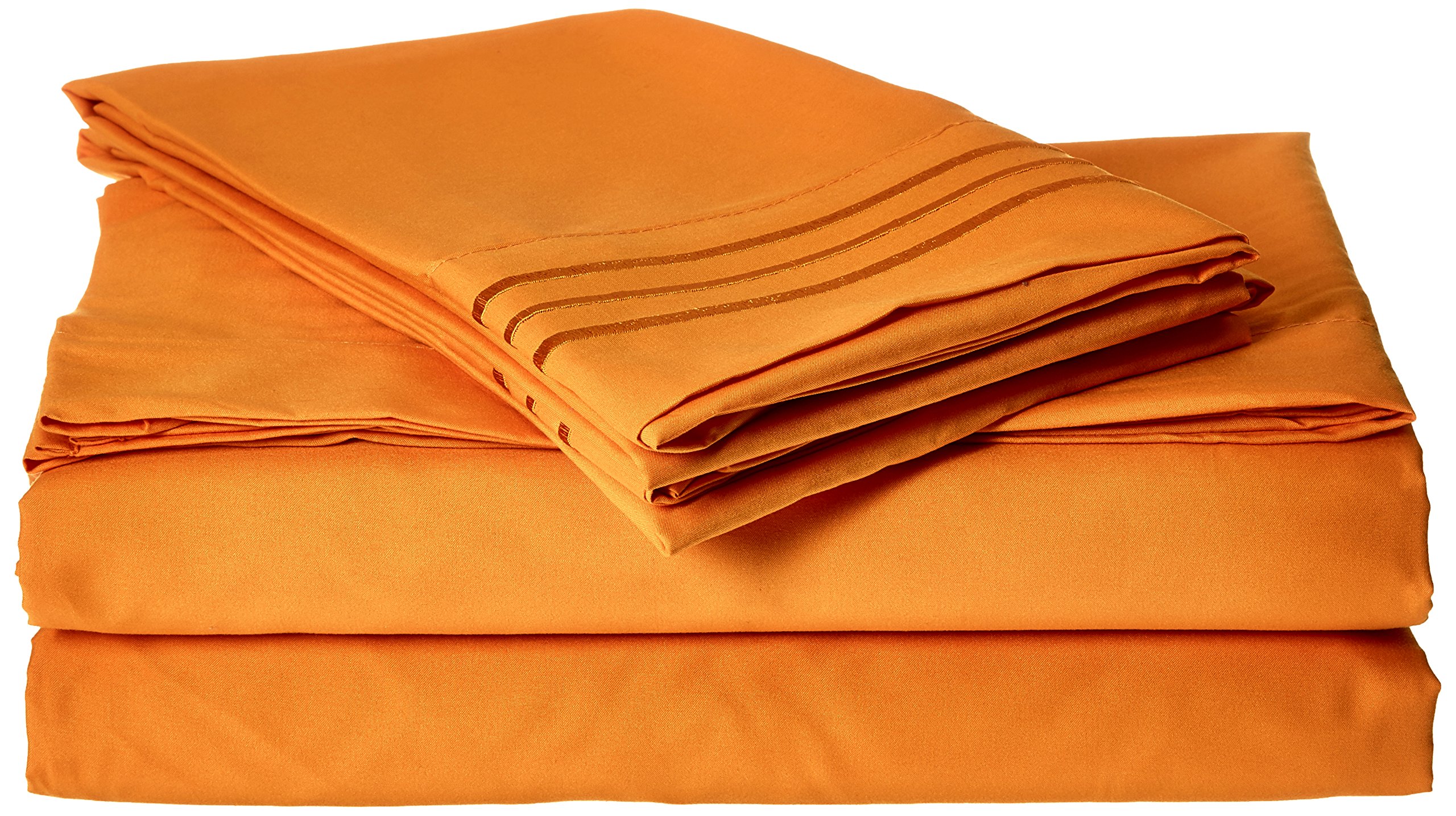 Elegant Comfort1500 Thread Count Egyptian Quality Super Soft Wrinkle Free 4-Piece Sheet Set, California King, Elite Orange