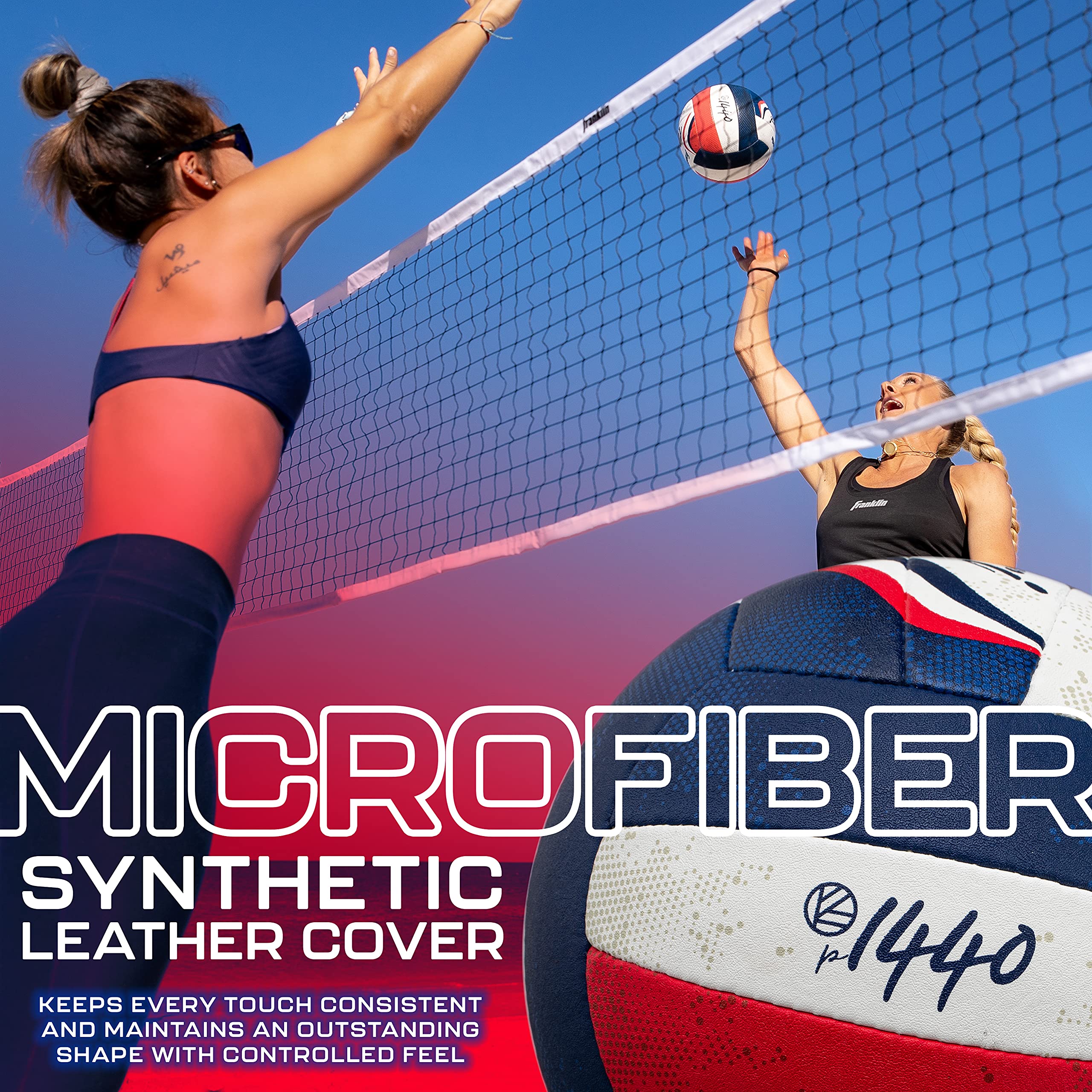 Franklin Sports Kerri Walsh Offizieller Beach-Volleyball – USA Colors Beach Volleyball – Offizielle Größe + Gewicht – Authentischer Match Volleyball – Pumpe + Nadel