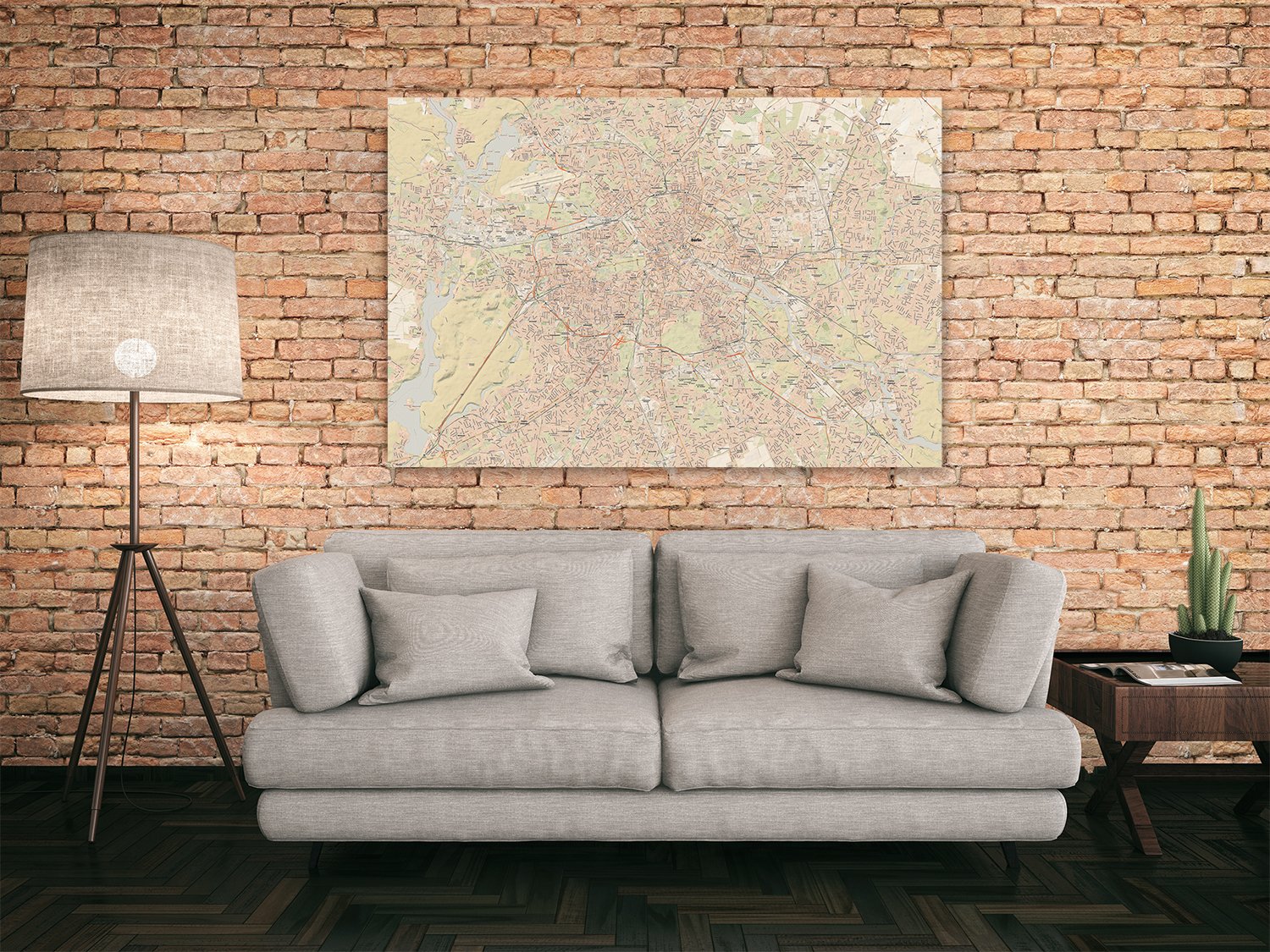 Berlin Stadtplan, 150 x 100 cm, gedruckt auf Leinwand und fertig aufgespannt auf einen Keilrahmen