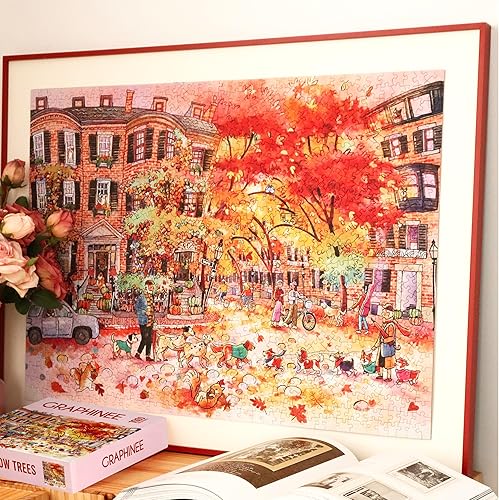 Miniatura 2 de Rompecabezas de 1000 piezas para adultos, rompecabezas de calle de otoño, rompecabezas de forma única para familiares y amigos, juegos desafiantes