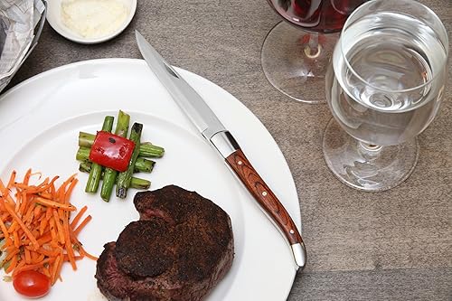 Miniatura 2 de Fortessa Cuchillo provenzal para carne sin dentar, 9.25 pulgadas, mango de madera oscura, juego de 6