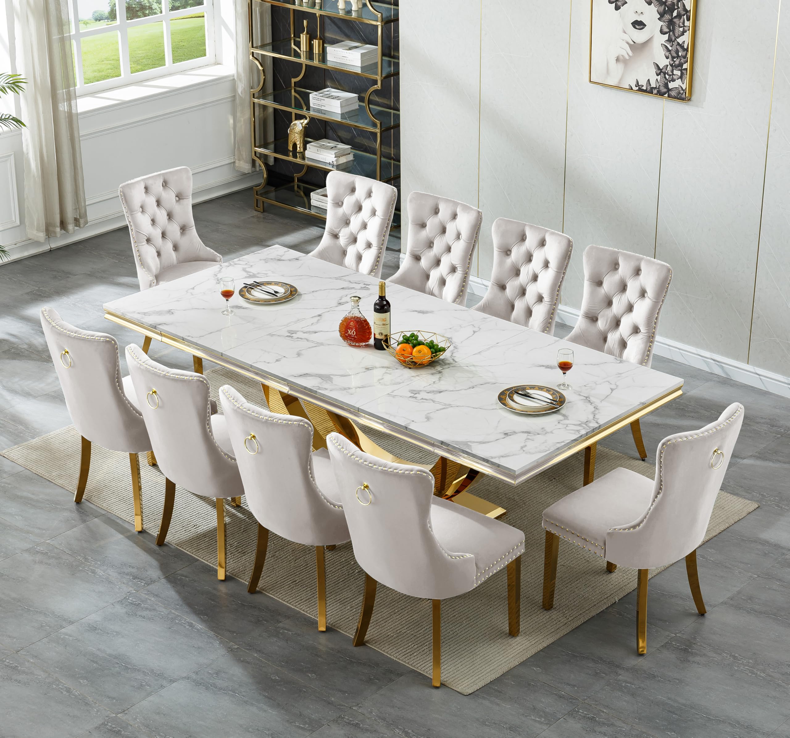 Goujxcy Marble Dining Set