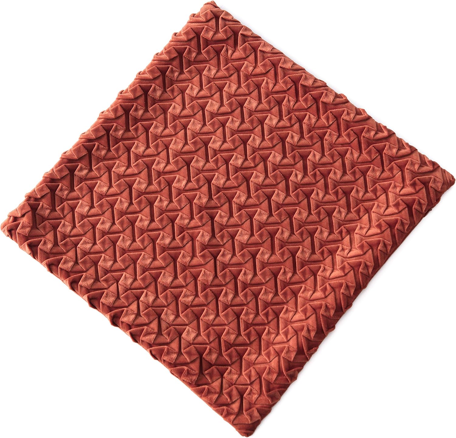 Chanasya Premium Origami Textured Throw Pillow Cover - Plush Cover for Back Support Pillow - 18" x 18” - Rust