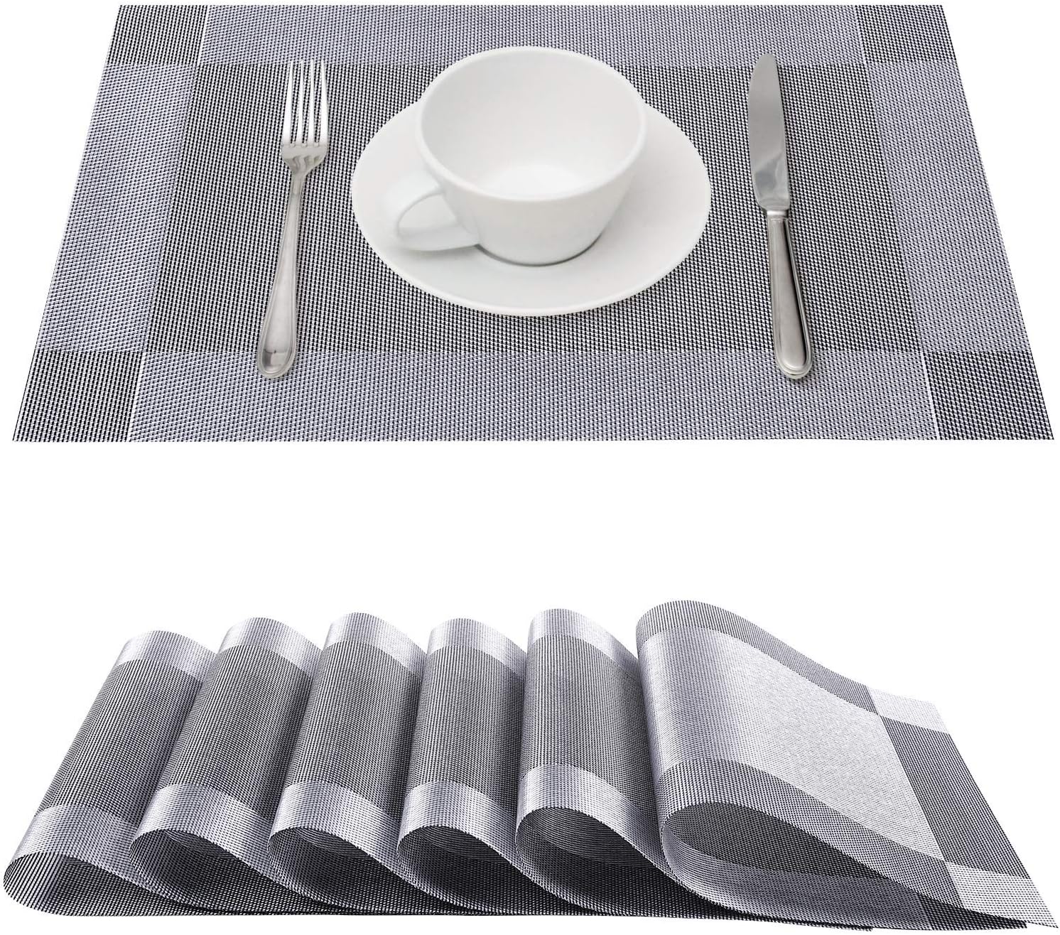 homing Placemats for Dining Table Set of 6 Woven Vinyl