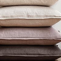 Vista 47 de Foindtower Paquete de 2 fundas de almohada decorativas de lino y liso, funda de cojín decorativa suave, estilo bohemio campestre para silla, sofá