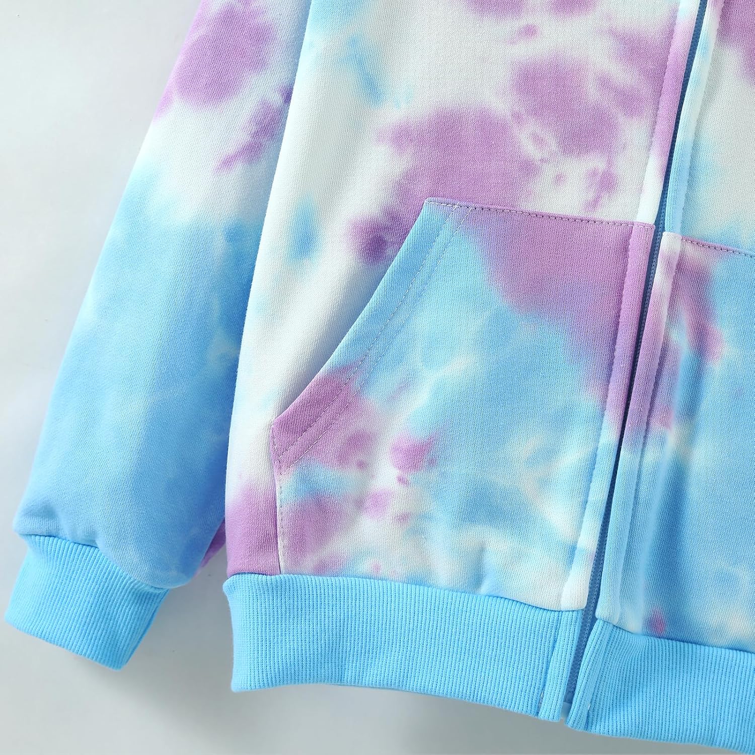 Girl Zip Up Cotton Sweatshirts Hooded Tie Dye Printed Zipper Hoodies for Toddler Girls