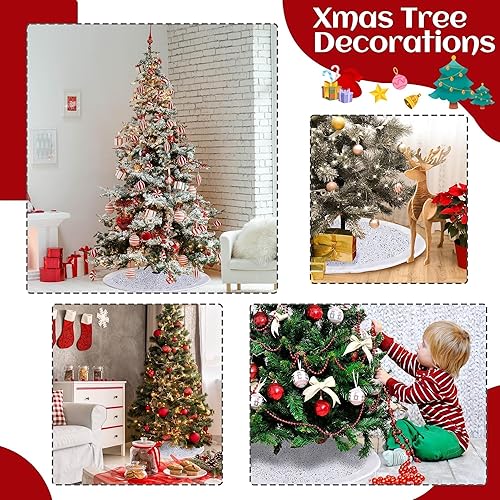 Miniatura 6 de Falda para árbol de Navidad, cubierta de árbol de 36 pulgadas, lentejuelas brillantes plateadas, brillantina, falda clásica para árbol de Navidad,