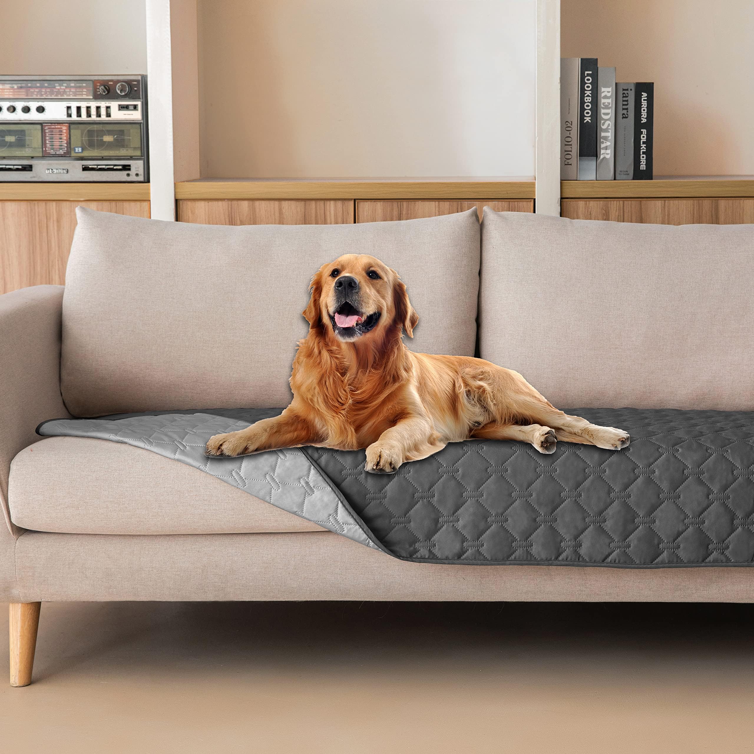 gogobunny Waterproof Blanket, Couch Covers for Dogs, Reversible Protector | 3X Stronger Leakproof, Scratch Proof Durable Furniture Protection, Stain Resistant, Washable, 30x70 Inch Dark/Light Grey