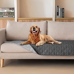 gogobunny 3X Stronger Waterproof Pet Blanket, Scratch Proof Furniture Protector for Dogs Cats, Reversible Cover 30x70 Inch, Dark Grey/Light Grey