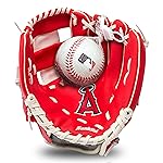 Franklin Sports MLB Youth Teeball Glove and Ball Set - Kids Los Angeles Angels Baseball and Teeball Glove and Ball - Perfect First Kids Glove - 9.5