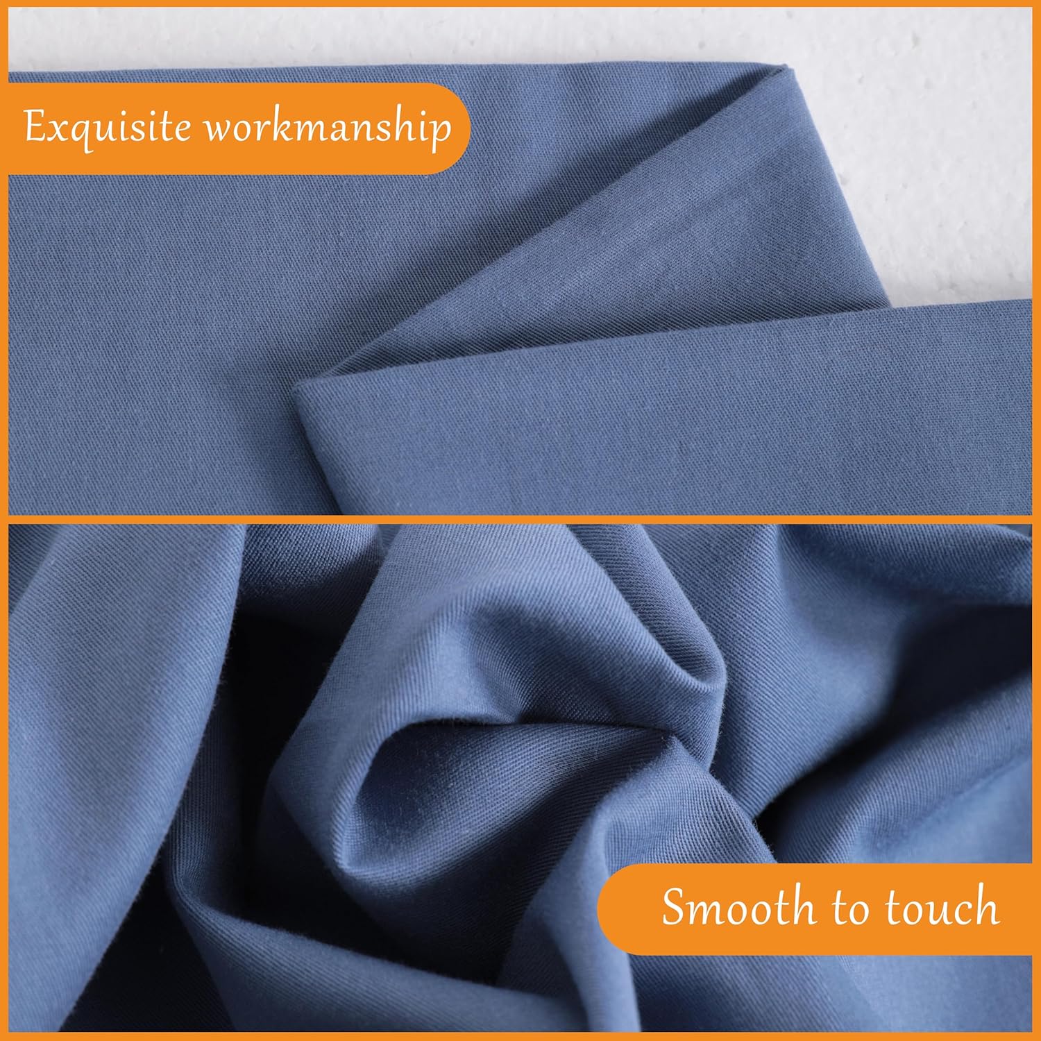 NTBAY Queen Cotton Pillowcases - Envelope Closure 20x30 Pillowcases Set of 2, Breathable and Soft Bed Pillow Cases, Denim Blue - Image 6