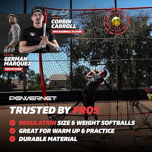 Miniatura 2 de PowerNet Practice Softball  Paquete de 12 bolas de grado recreativo de 12 pulgadas  Perfecto para softbol suave, bateo, campo, golpear, lanzar,