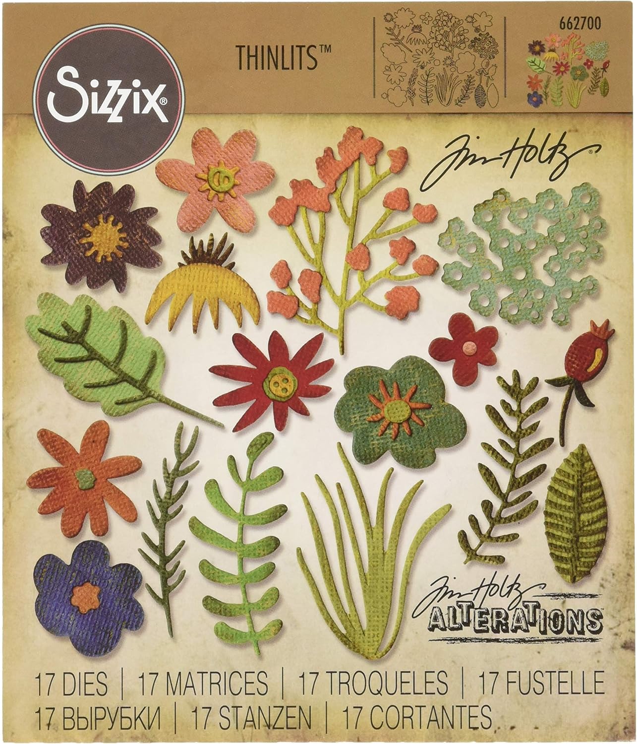 Sizzix Thinlits Die Funky Foliage - Multicolor, One Size