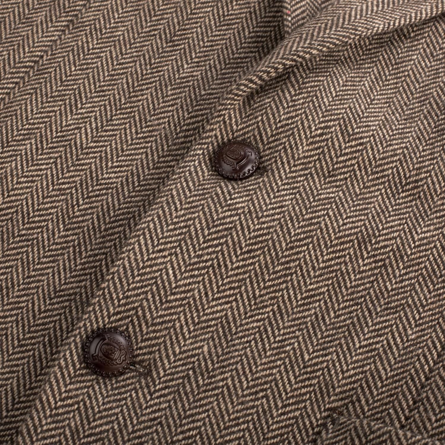 PJ PAUL JONES Mens Blazer Vintage Herringbone Tweed Blazer Two Button Wool Blend Sport Coat with Pocket Square - Image 4