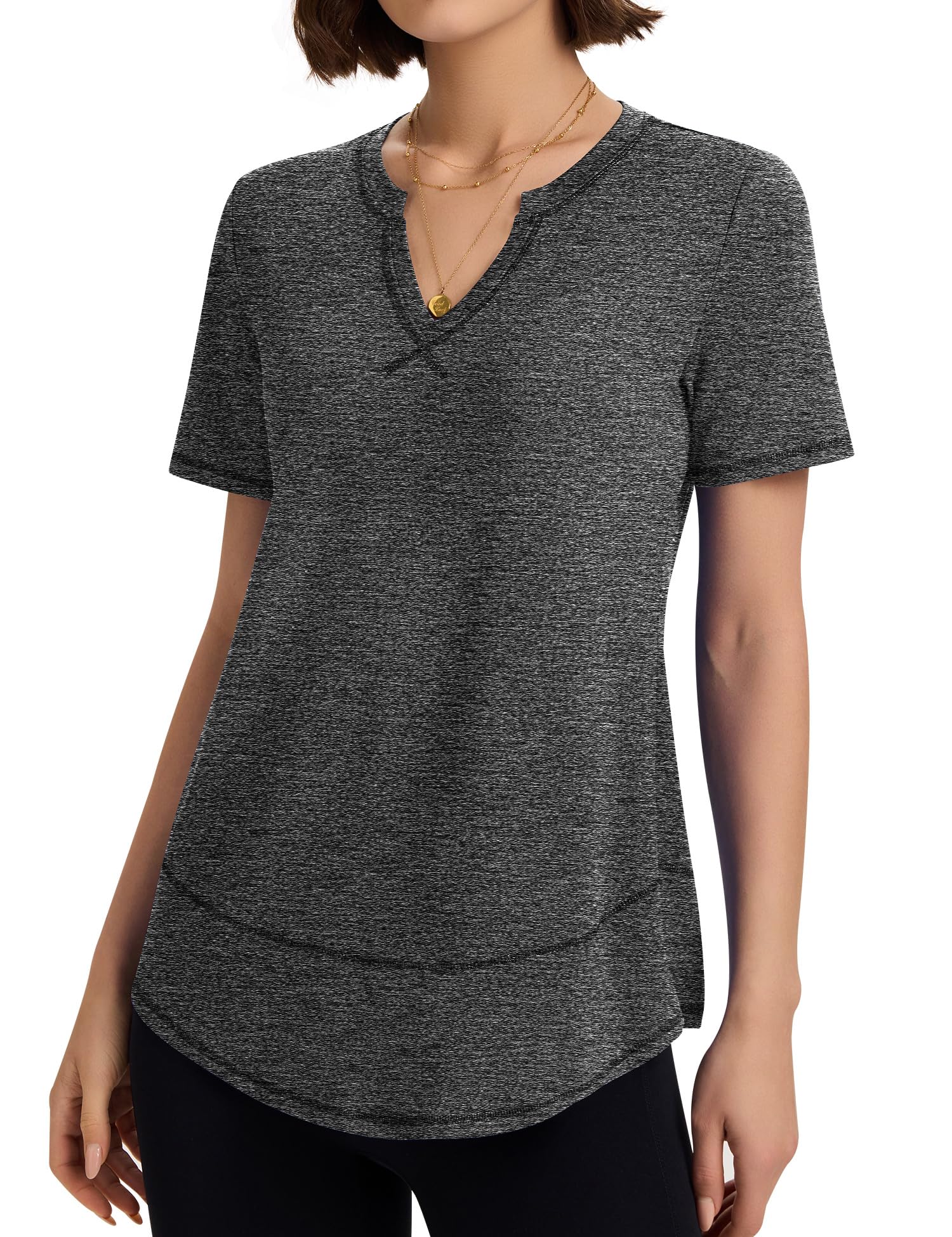 TCOT Workout Tops for Women V Neck Short Sleeve Hiking T-Shirts Yoga Shirts Athletic Top Exercise Shirt