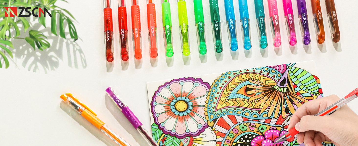 120 Gelstifte Set Von ZSCM – Mit Glitzer, Neon & Metallic, Inkl. 60 Minen & Tragetasche – Für Malbücher & Basteln