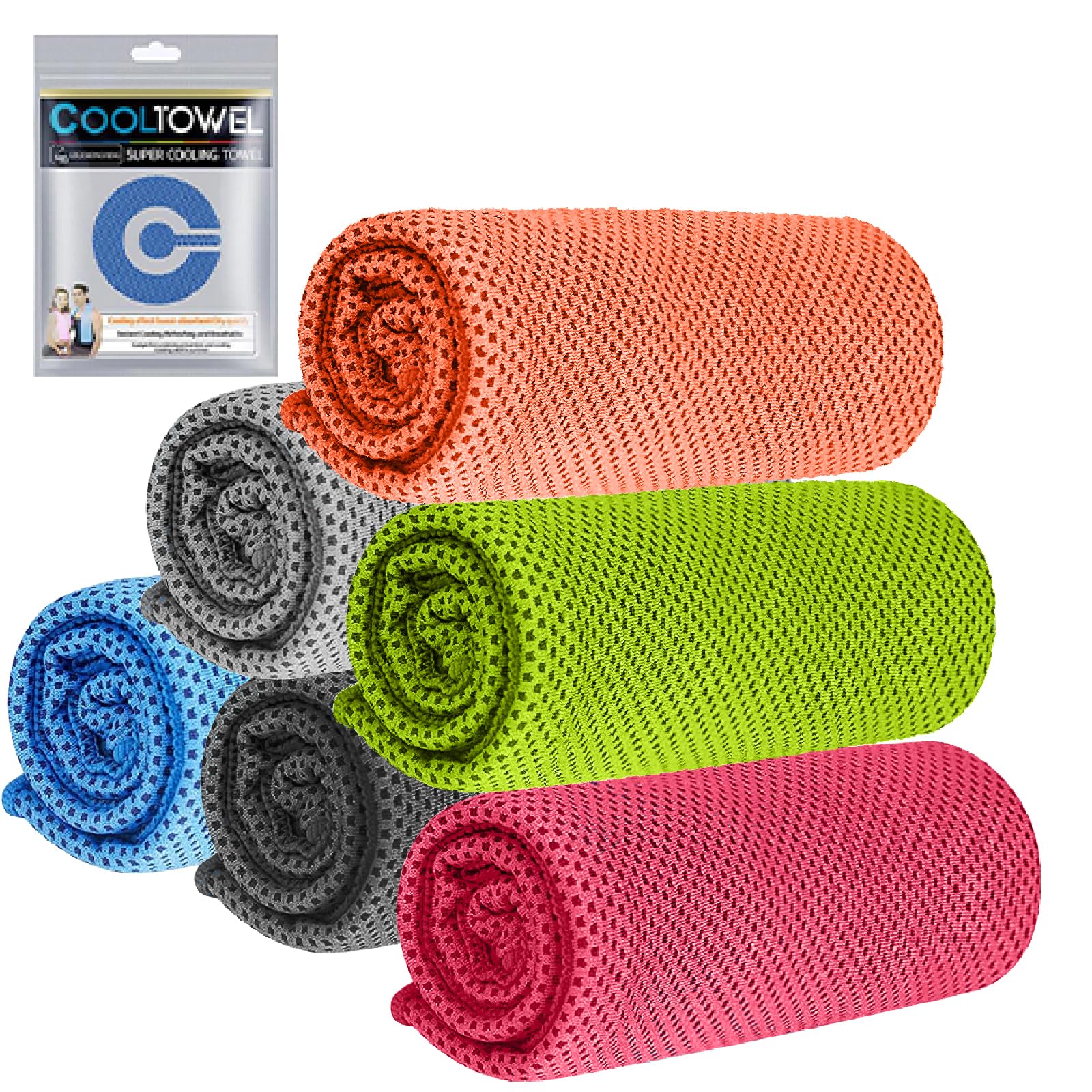 Gudemoore Cooling Towels for Neck, 6 Pack Quick Drying Towel, Cool as Ice, Soft Breathable Ice Towel for Gym, Yoga, Golf, Running, Camping, Workout, and More Activities