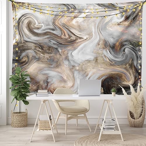 Miniatura 7 de Ambesonne Tapiz con estampado de mármol, estilo retro, pincel, colores en textura marmoleada, arte de acuarela, colgante de pared ancho para