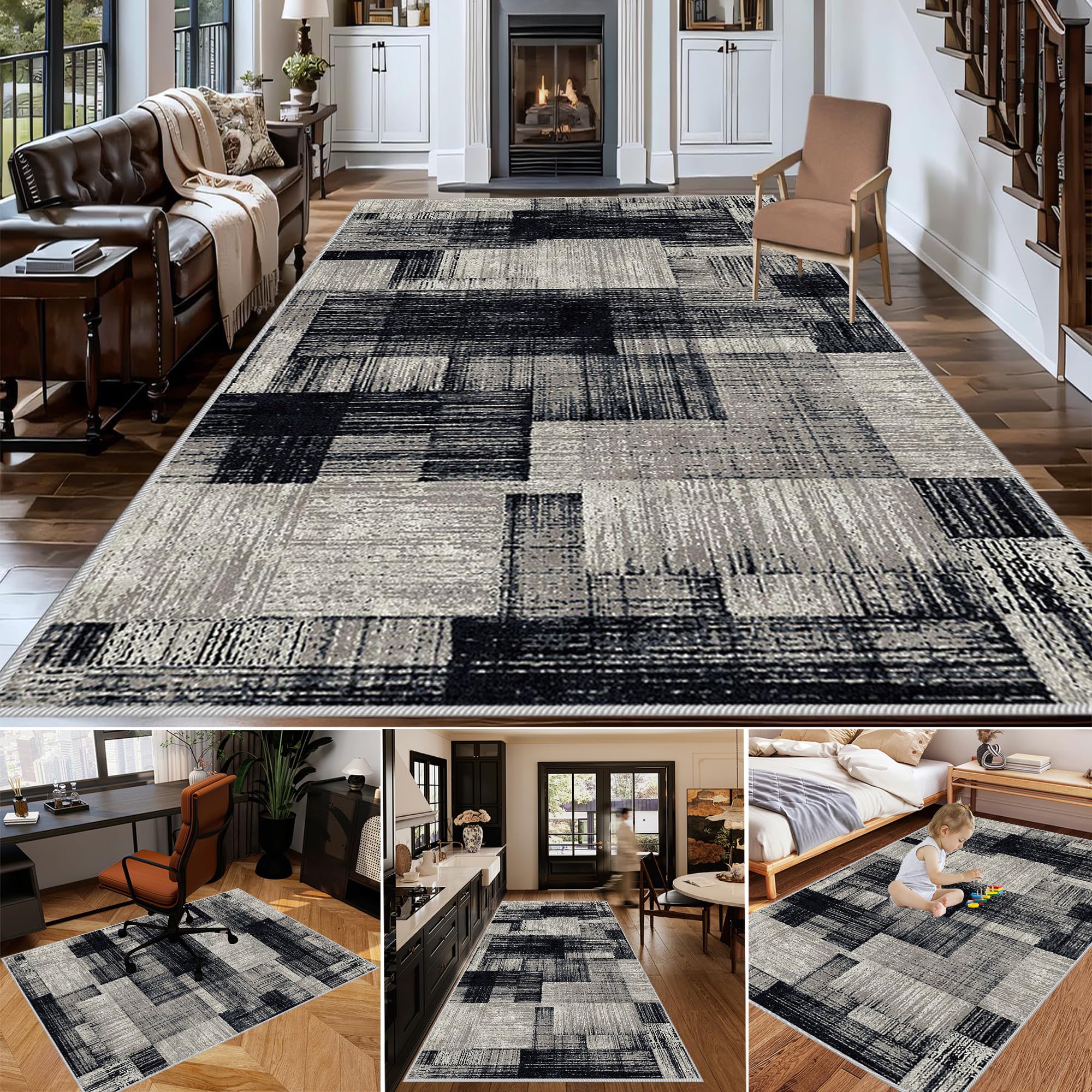 Tapis de salon lavable et antidérapant pour chambre 90x140 cm