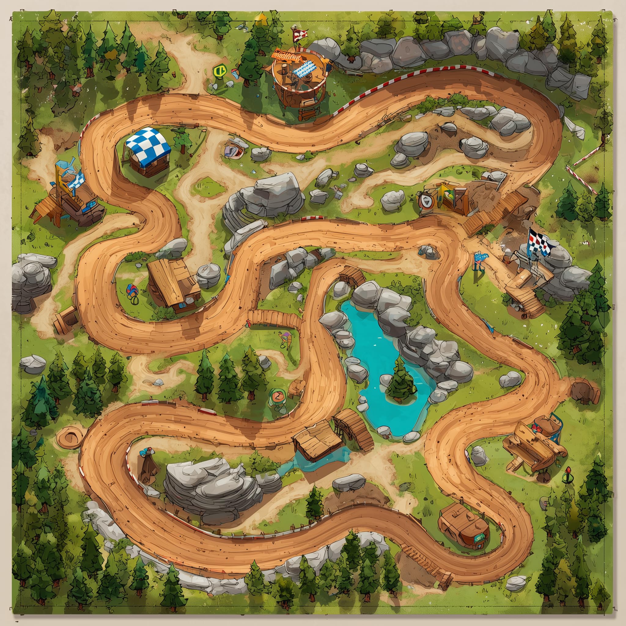 Tapis de jeu enfant 90 x 90 cm – Mon circuit Motocross - Néoprène 2mm - respect des normes européennes