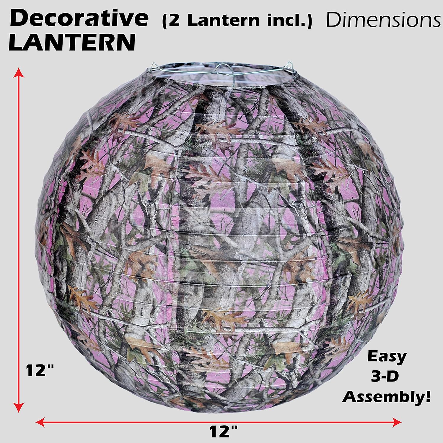 Pink Camo Birthday Party Decorations! Deluxe Hunting Camo Set includes 1Lg. Birthday Banner, 2 Lanterns, 12 Buck Balloons, Gift wrap and Pull Bows. by Havercamp