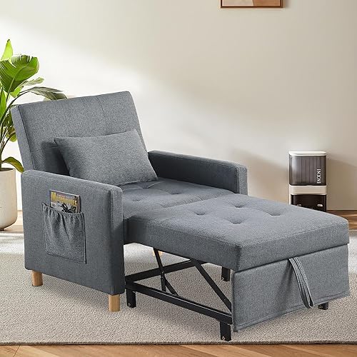 Miniatura 9 de Gangnamri Sofá cama, silla convertible individual 3 en 1, silla multifuncional con tela suave para sala de estar, dormitorio, apartamento,