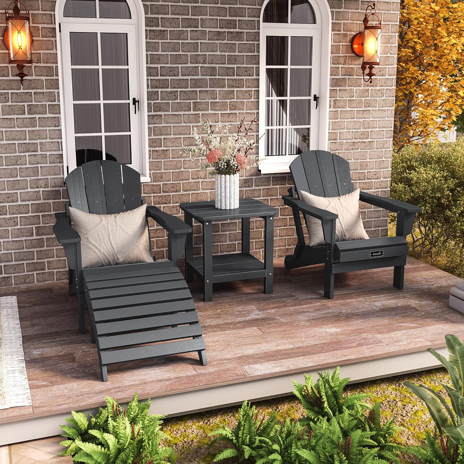 SERWALL Adirondack Chair for Patio Garden (Folding Gray) : Patio, Lawn & Garden