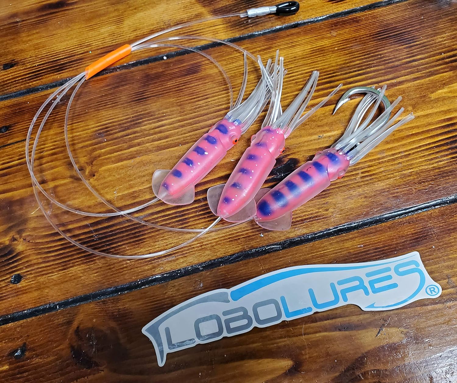 Lobo Lures Soft Body Squid Chain Pink Blue Bar Tuna Candy 4.5" Big Game Fishing Daisy Chain Trolling Lure