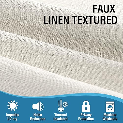 Miniatura 10 de H.VERSAILTEX Cortinas de lino sintético 100% opacas para dormitorio, cortinas de bloqueo de luz completa de 63 pulgadas con doble cara de lino de
