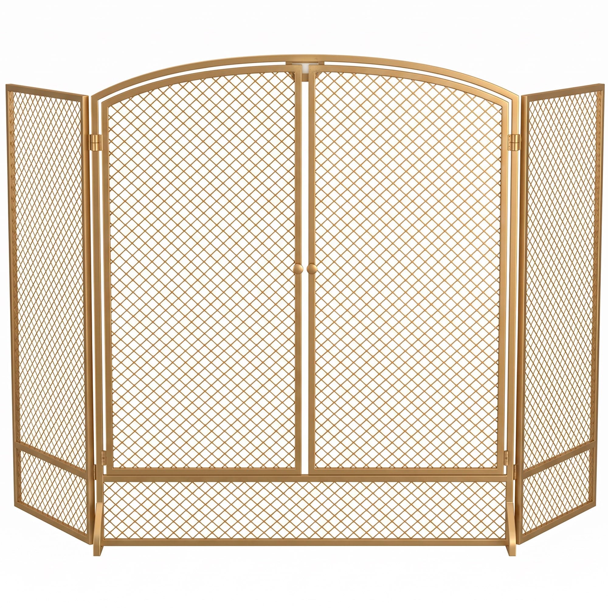 HOMCOM Kaminschutzgitter, 3-Teiliger Funkenschutz mit Doppeltüren 122x75cm