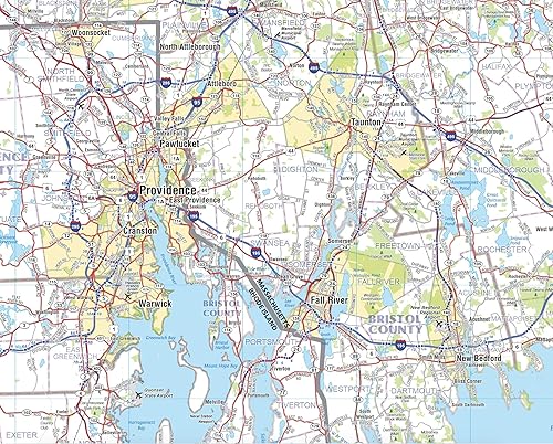 Miniatura 5 de Mapa de pared laminada del sur de Nueva Inglaterra