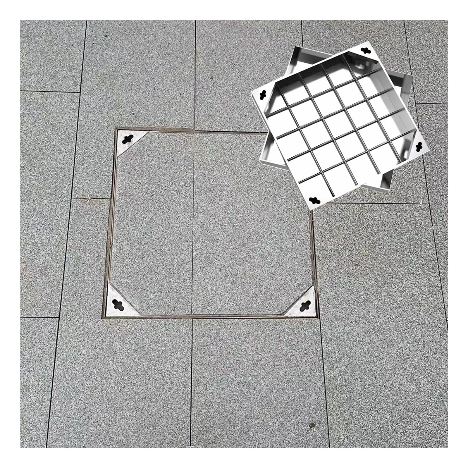 GJMSSMY Stainless Steel Invisible Manhole Cover, Invisible Design Embedded Manhole Lid, Square Septic Tank Cover, Outdoor Garden Septic Tank, Embedded Sewer