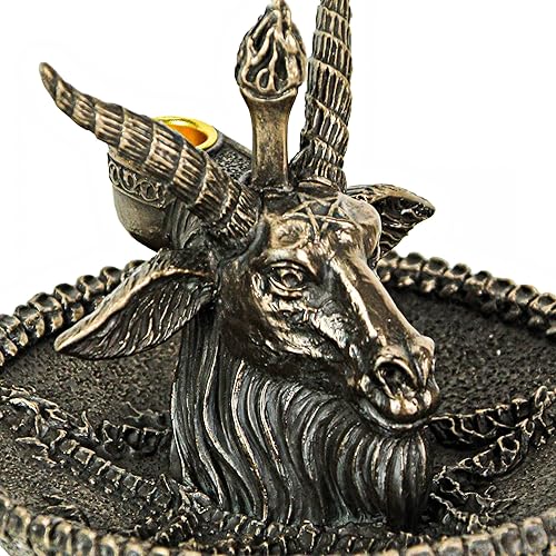 Miniatura 3 de Veronese Design 4 1/8" Beast Head Baphomet Escultura de resina Acabado Bronce Flujo Incienso Bowl