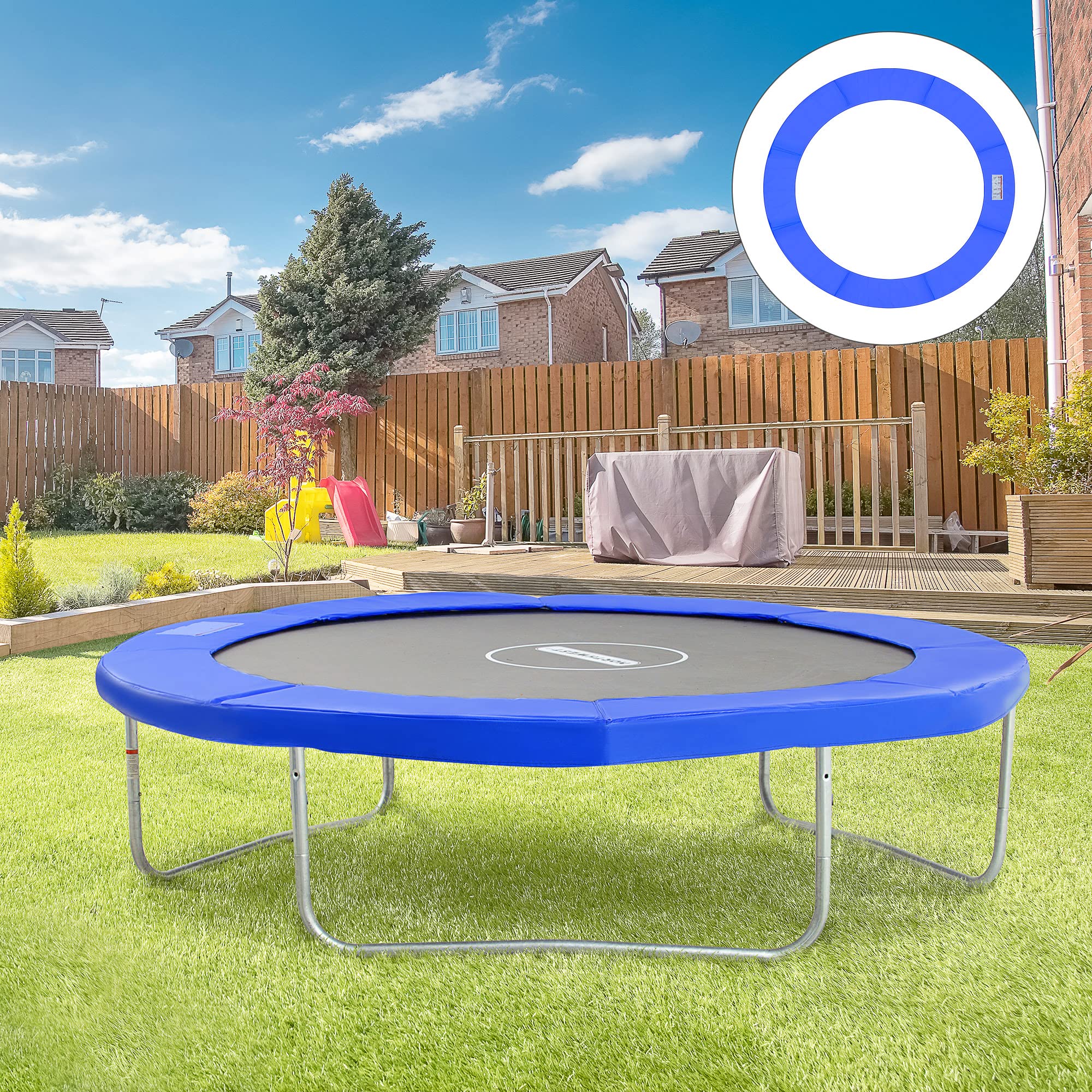HOMCOM Copertura Imbottita Bordo Trampolino, Protezione per Tappeto Elastico Giaridno in Plastica