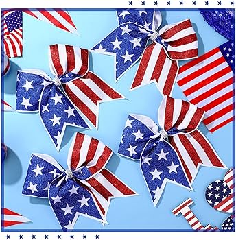 Amazon.com: Hanaive 10 Pcs 4th of July Glitter Cheer Hair Bows 8
