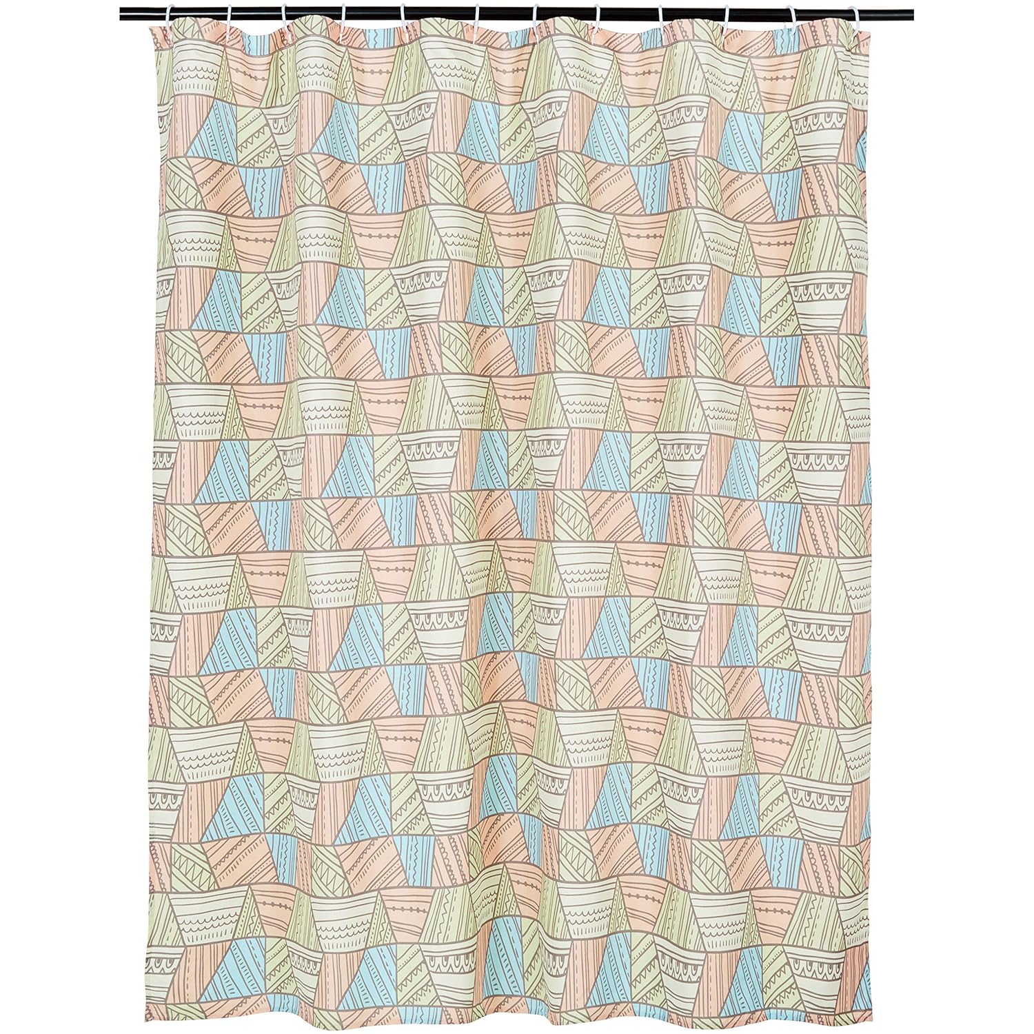 AmazonBasics Polyester Printed Shower Curtain, Standard, Multicolour