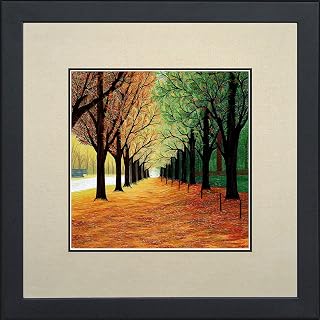 King Silk Art 100% Handmade Embroidery Autumn Tree Path Chinese Print Framed Wildlife Landscape Painting Gift Oriental Asian Wall Art D¨¦cor Artwork Hanging Picture Gallery 37033WFB3