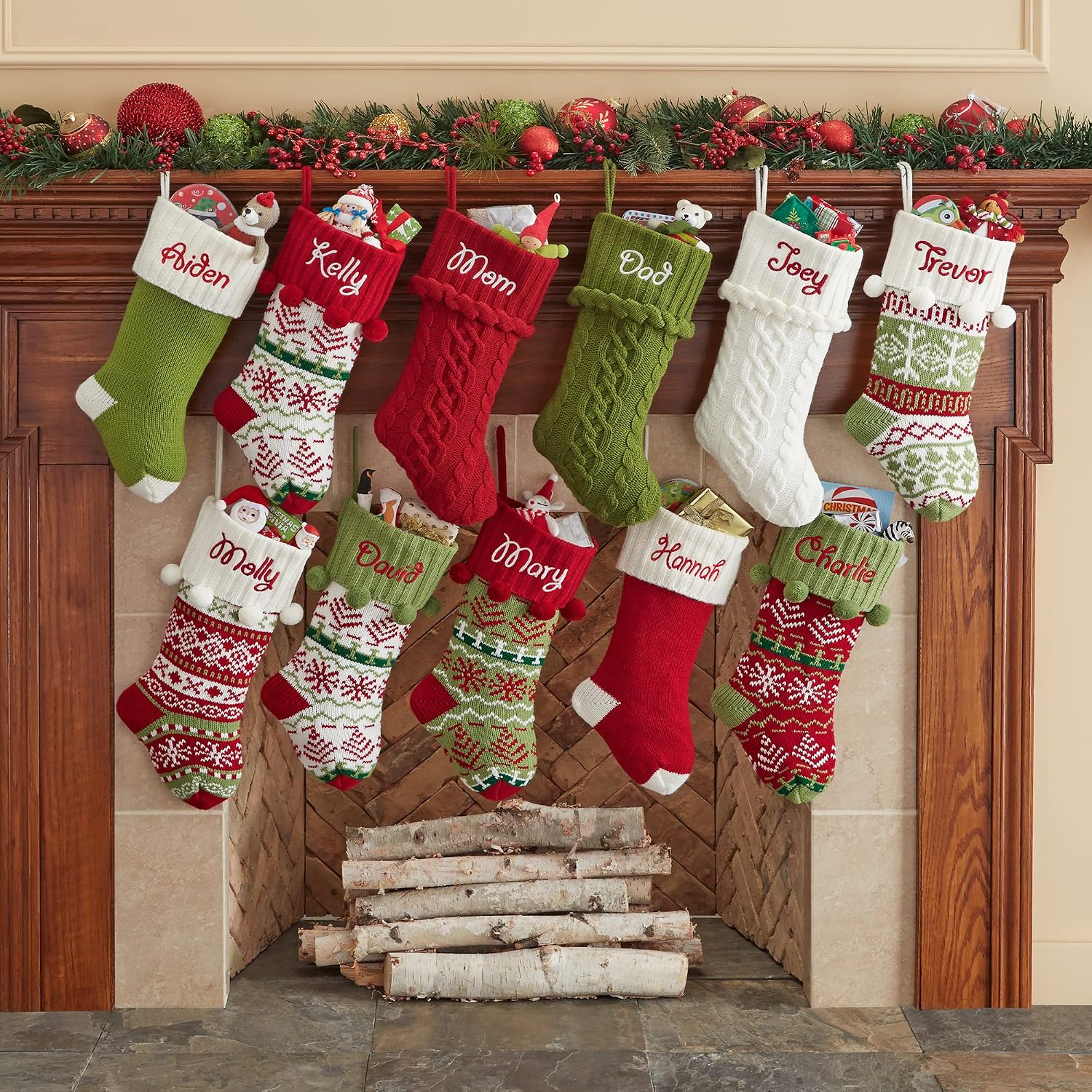 Let's Make Memories Personalized Snowflake Knit Christmas Stocking - Snowflake Stocking - Holiday Decor – Red & White - Customize Name - Embroidered Customize Name up to 12 Letters- 8.5"x18"