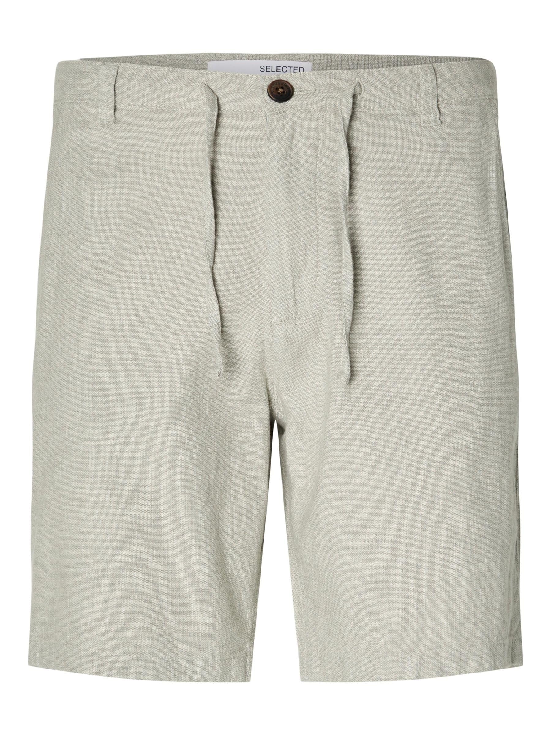 SELETED HOMME Men's SLHREGULAR-Brody Linen Shorts NOOS Shorts, Vetiver/Detail:Mixed W. Oatmeal,