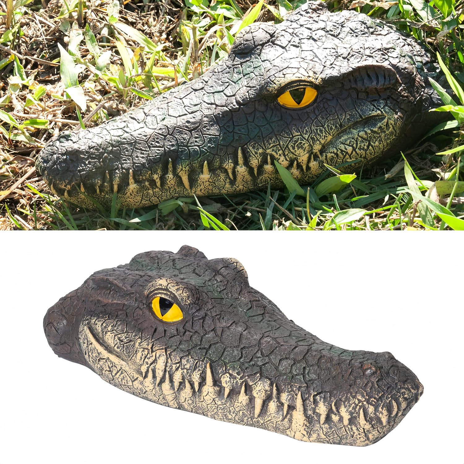 Floating Alligator Head Decoy, Pond Accessories Alligator Pool Float, Fake Gator Head, Duck Deterrents for Pool and Pond, Outdoor Pool Decor Crocodile Head for Decorations