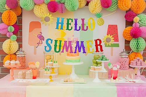 Miniatura 2 de Cartel con texto en inglés «Hello Summer» con texto en inglés «Hello Summer» con texto en inglés «Hello Summer», decoración de fiesta hawaiana de