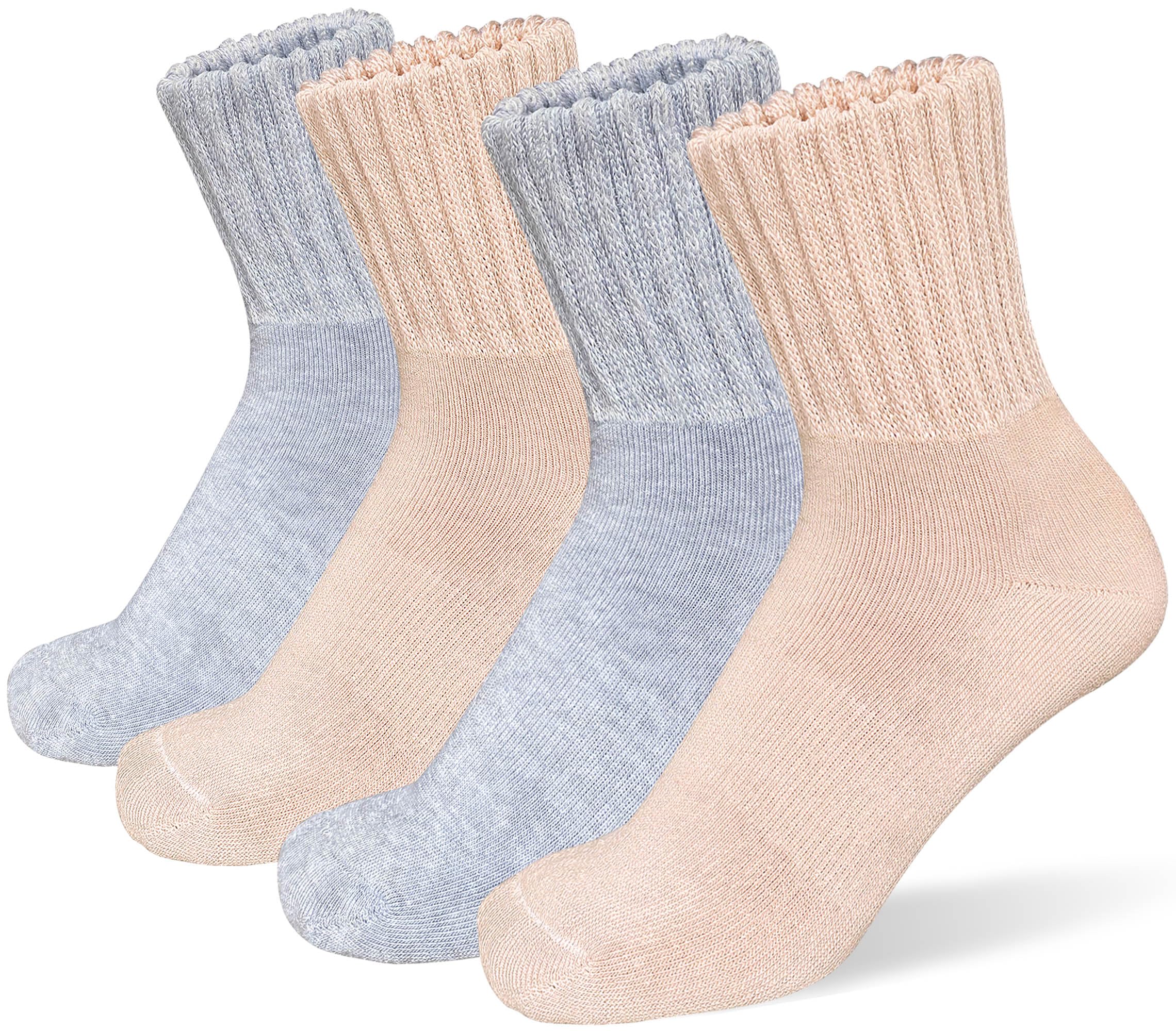 suaskk Womens Cozy Solid Thick Cushioned Thermal Crew Boot Socks 4 Pairs