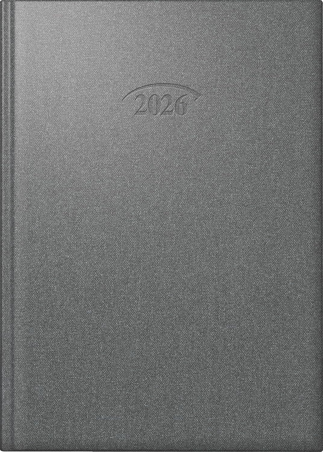 BRUNNEN Book Calendar Model 765 2026 | A5, Plastic, Stratos-Silver