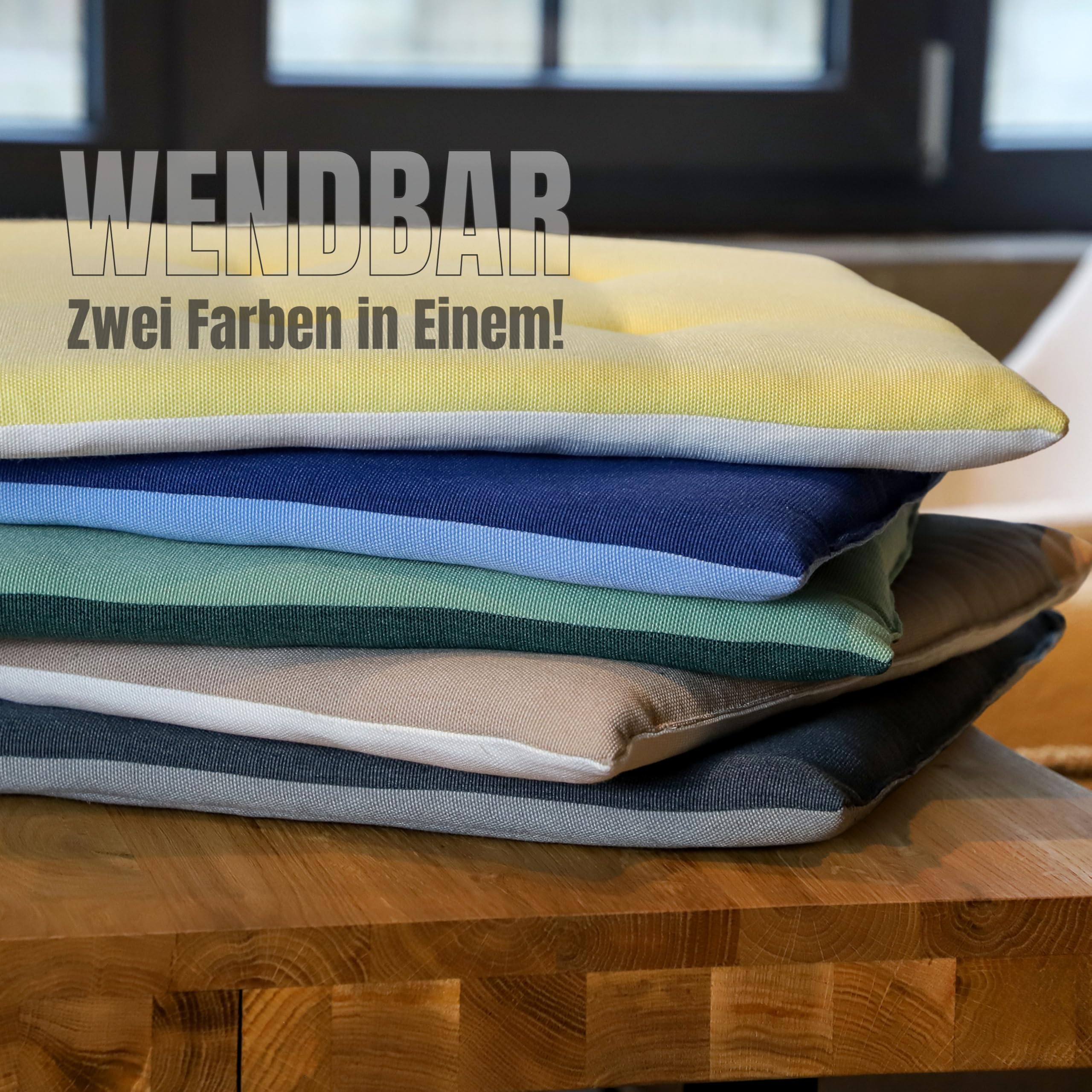 TOM TAILOR NEU! Sitzkissen Stuhl 4er Set - gemütliche Stuhlkissen 40x40 cm in Beige - Sitzauflage waschbar für Esszimmer, Bürostuhl, Bank, Boden & Gartenmöbel - Oeko Tex Zertifiziert